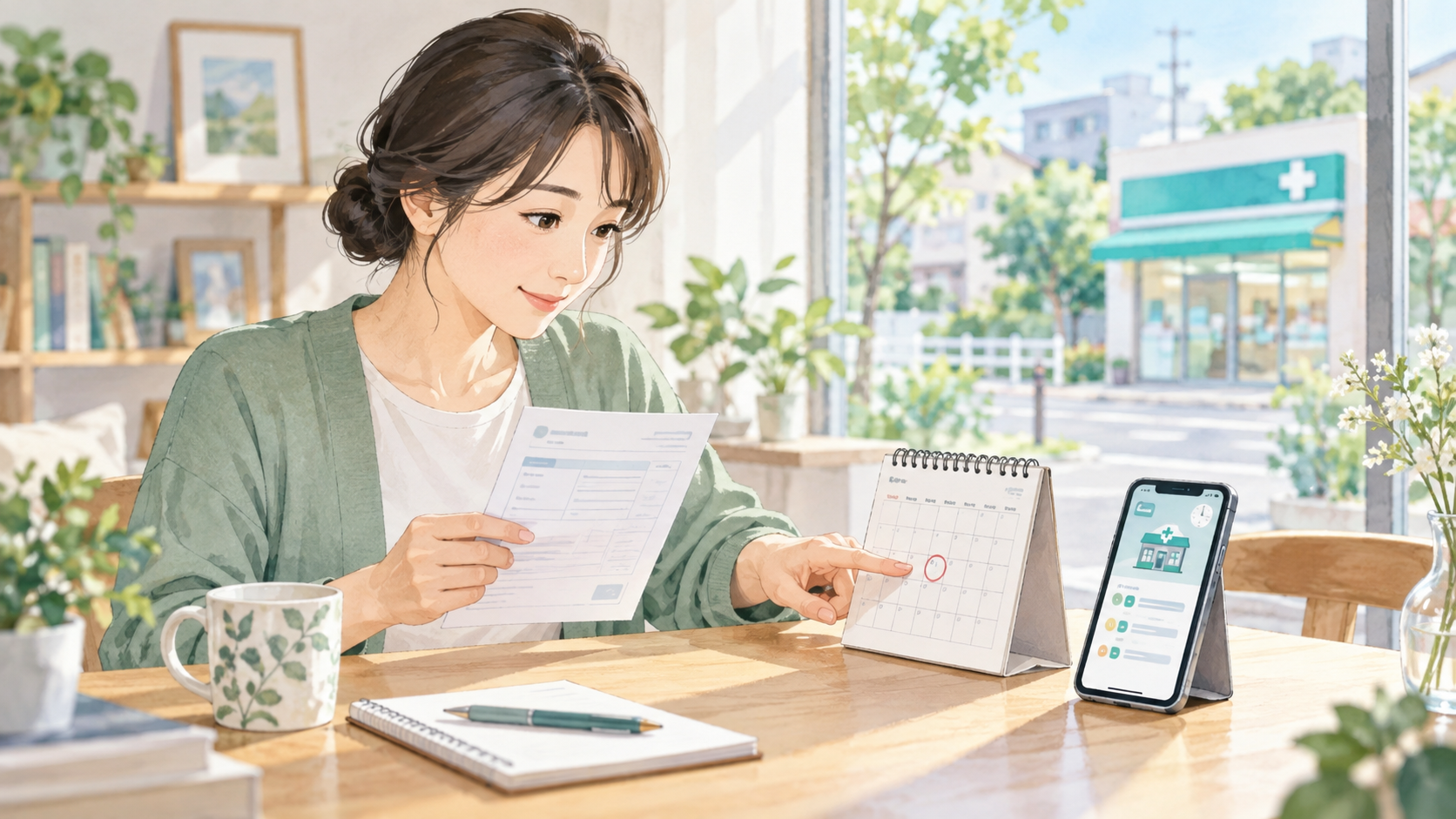 薬局の窓口で薬について相談するイメージ