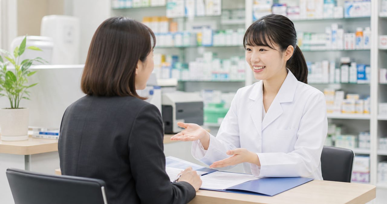 条件交渉について確認する薬剤師のイメージ
