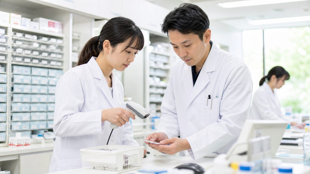 医療安全について確認する薬剤師のイメージ