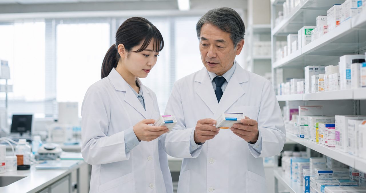 処方科目・専門性について確認する薬剤師のイメージ