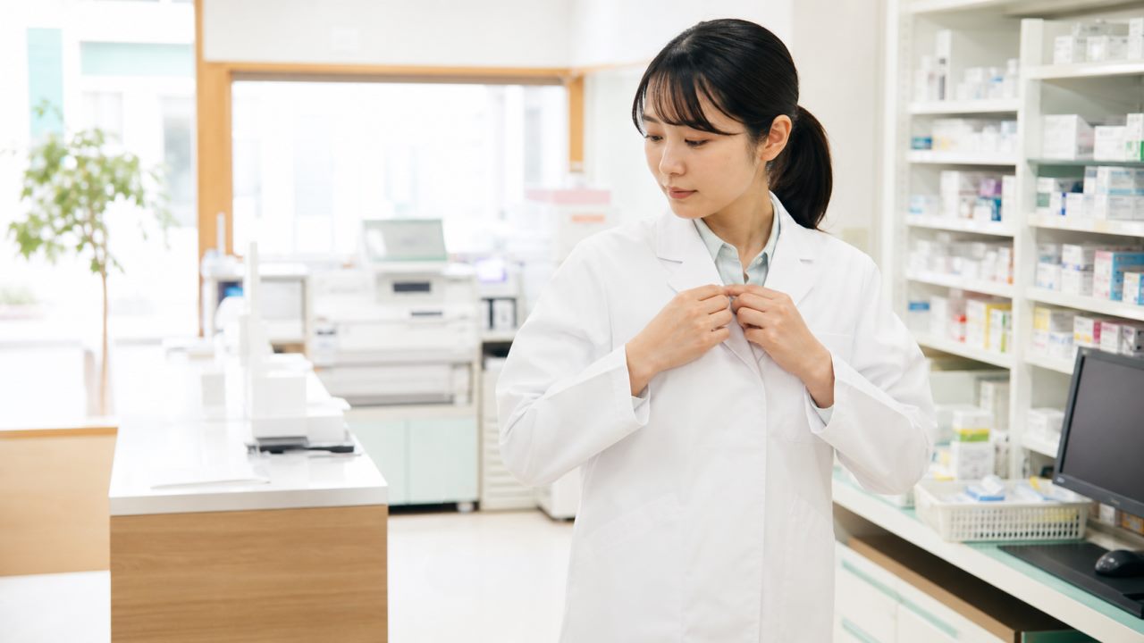 薬局の制服、白衣、身だしなみ規定を求人選びで確認する方法を解説します。について確認する薬剤師のイメージ