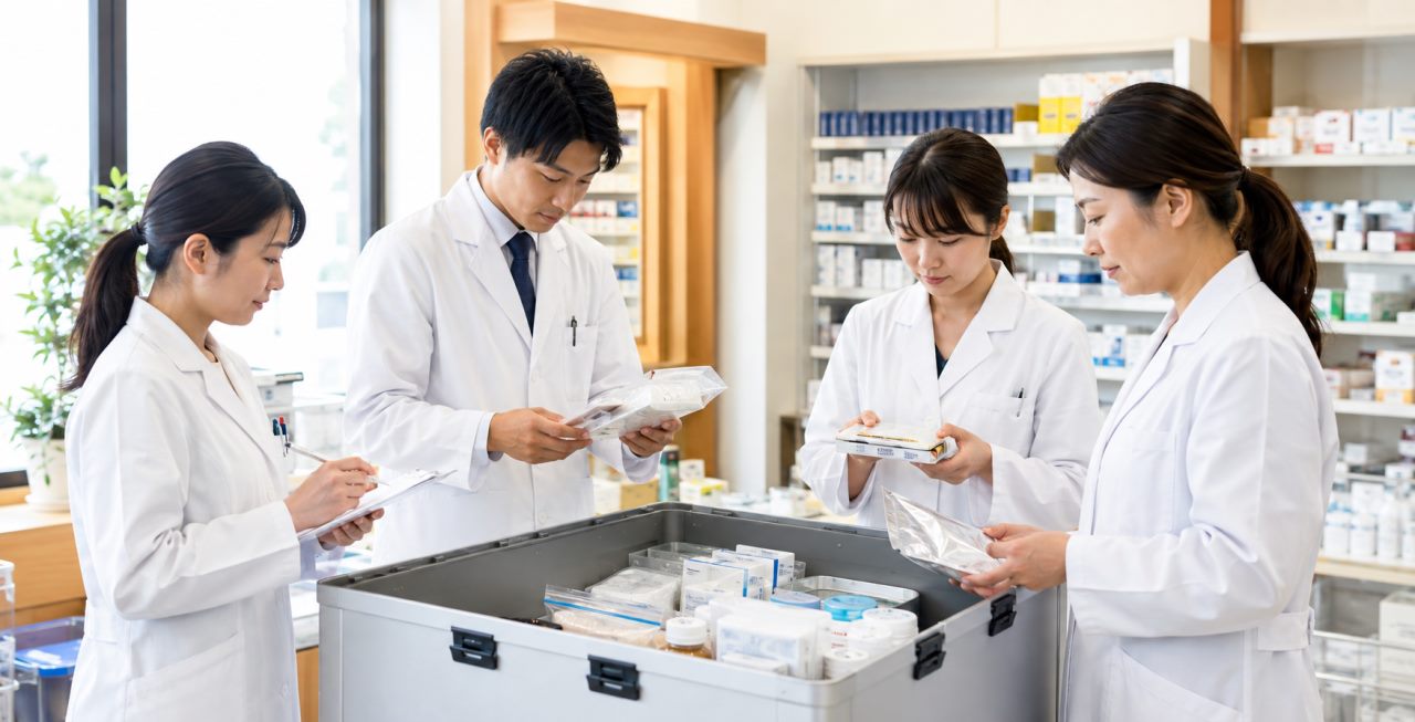 薬局の災害備蓄と緊急時対応体制を解説します。について確認する薬剤師のイメージ