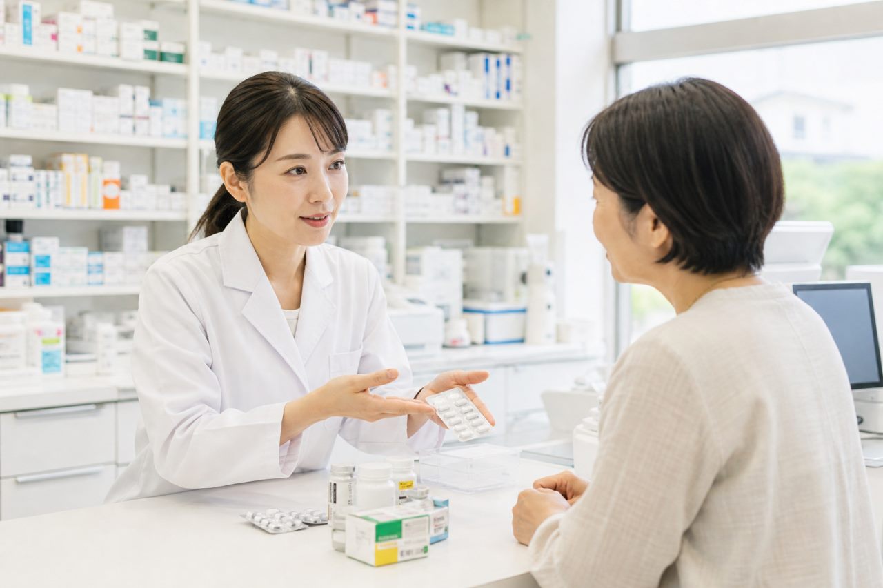 後発医薬品の説明について確認する薬剤師のイメージ