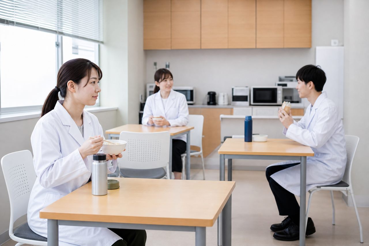 休憩体制について確認する薬剤師のイメージ