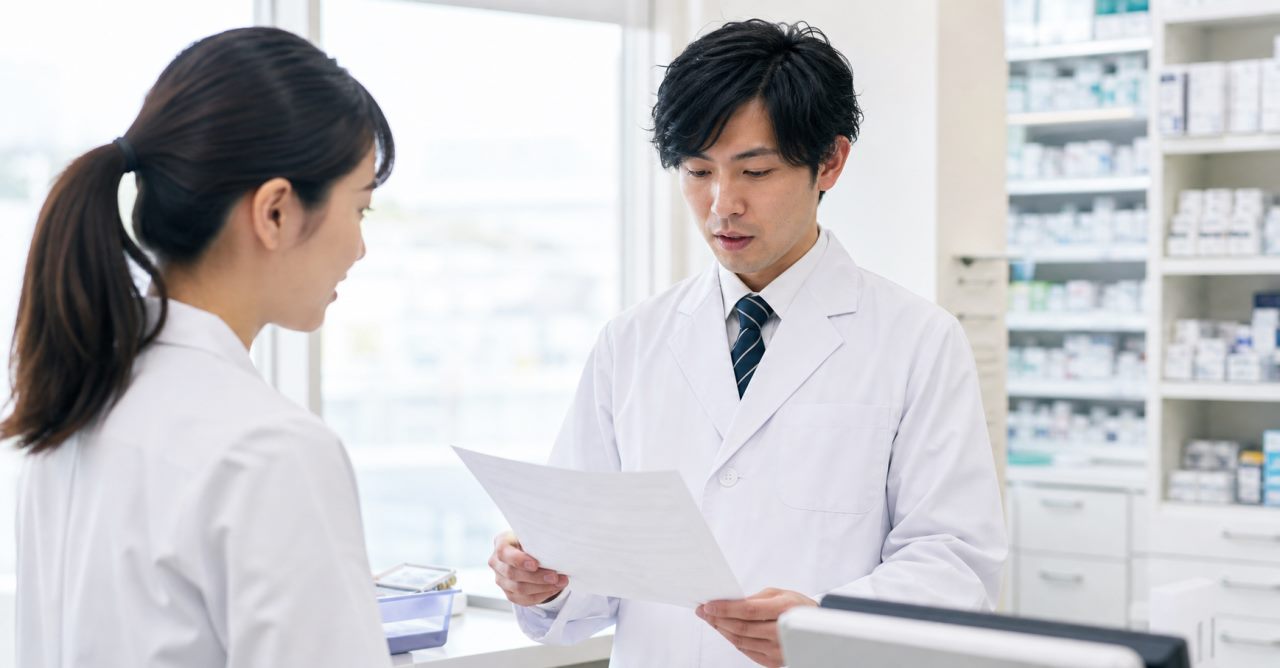 薬局職員向け予防接種制度の対象、費用、勤務扱いを確認する方法を解説します。について確認する薬剤師のイメージ
