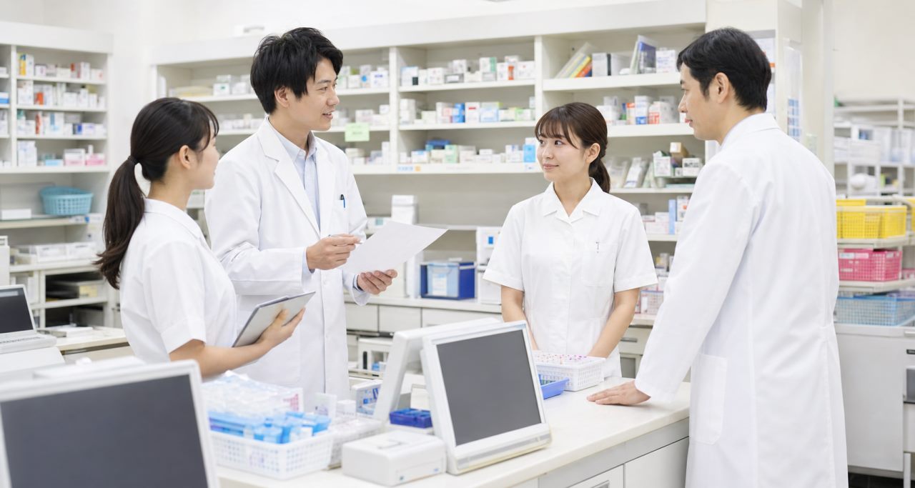 人員体制について確認する薬剤師のイメージ