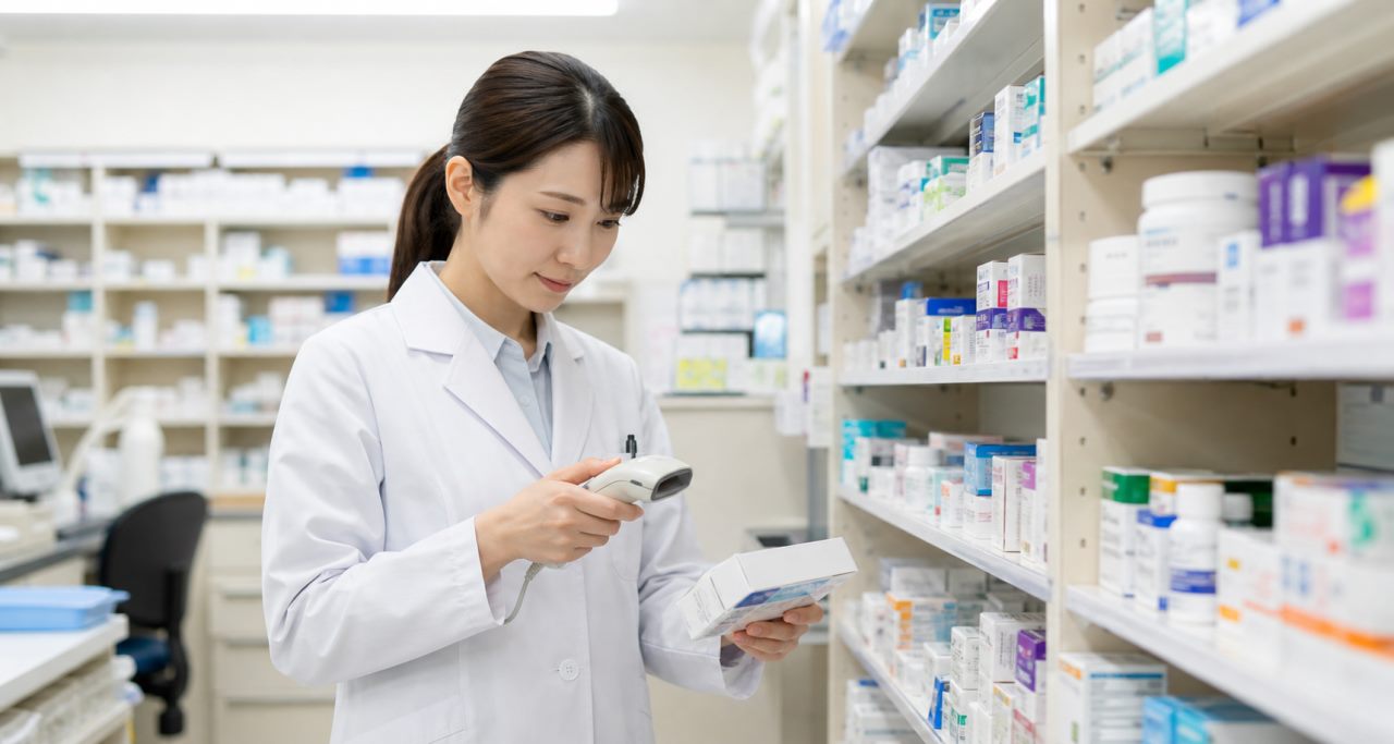 在庫管理について確認する薬剤師のイメージ